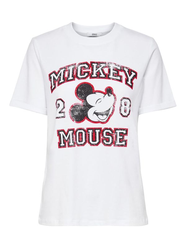 ONLY ONLY Majica 'MICKEY'  temno rdeča / črna / bela