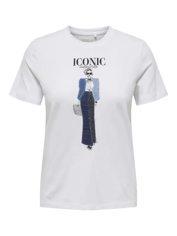 ONLY ONLY Majica 'ONLEmma'  moder denim / svetlo modra / črna / bela