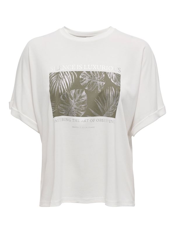 ONLY ONLY Majica 'ONLFREE'  oliva / srebrna / bela