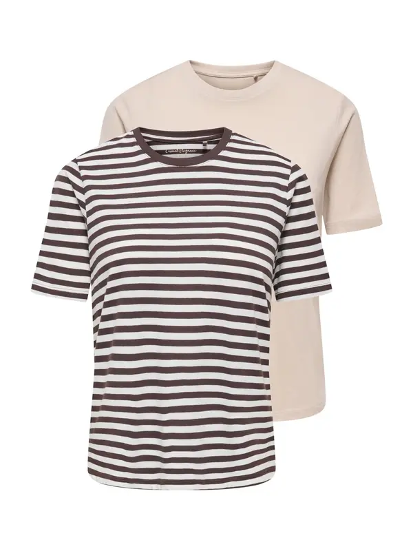 ONLY ONLY Majica 'ONLHAPPY'  temno rjava / greige / bela