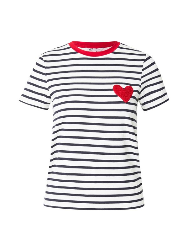 ONLY ONLY Majica 'ONLHEART'  rdeča / črna / bela