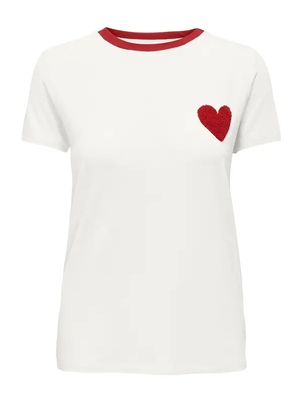 ONLY ONLY Majica 'ONLHEART'  temno rdeča / bela