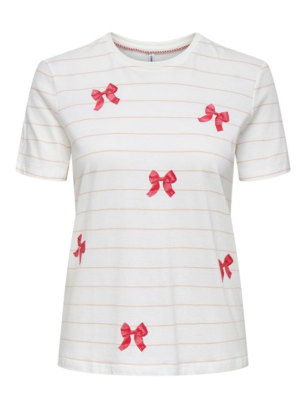 ONLY ONLY Majica 'ONLKIRA'  staro roza / rdeča / bela