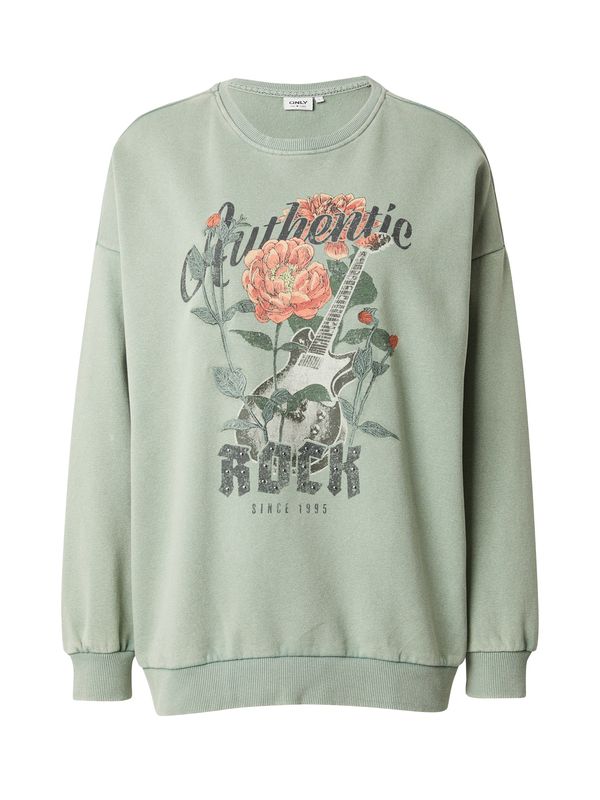 ONLY ONLY Majica 'ONLLucinda'  grafit / pastelno zelena / temno zelena / korala