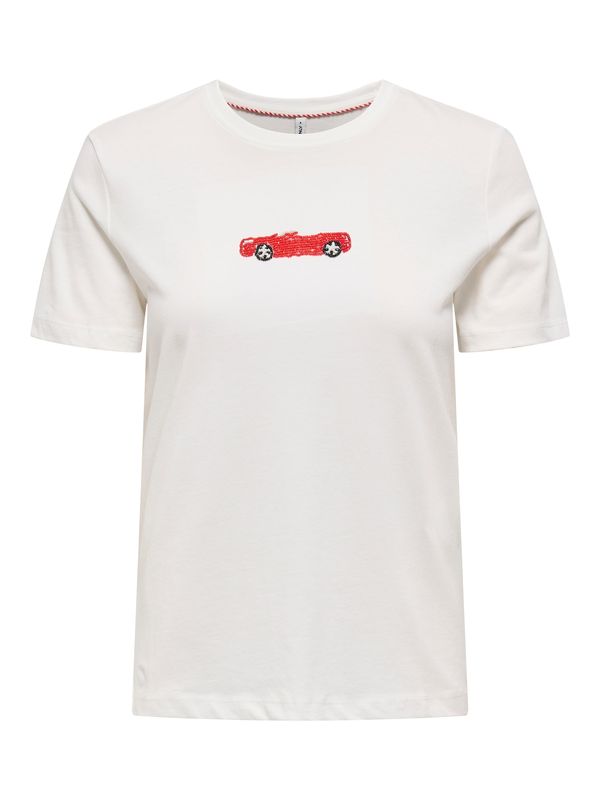 ONLY ONLY Majica 'ONLMARGO'  rdeča / bela