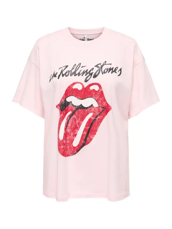 ONLY ONLY Majica 'ONLROLLING STONES'  pastelno lila / ognjeno rdeča / črna / bela