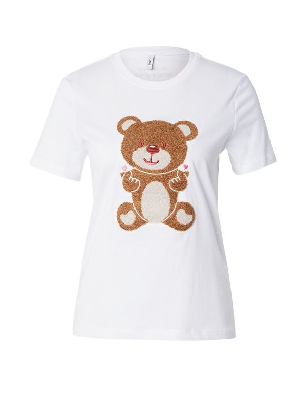 ONLY ONLY Majica 'ONLTERESA'  ecru / karamel / temno rdeča / bela