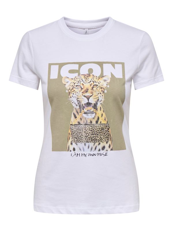 ONLY ONLY Majica 'ONLVIBE'  temno bež / žafran / črna / bela