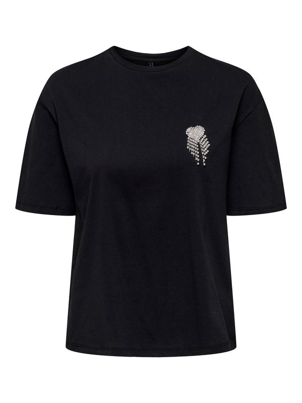 ONLY ONLY Majica 'ONLVITA'  črna / srebrna