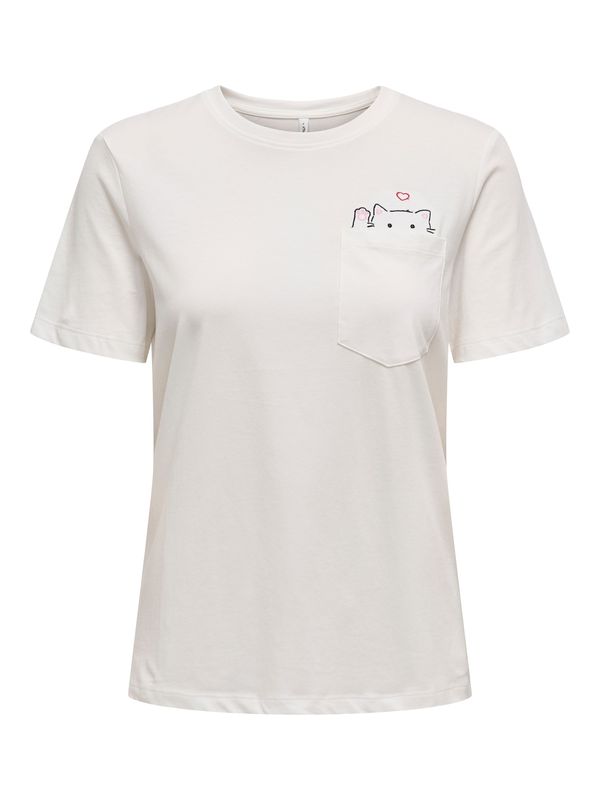 ONLY ONLY Majica  roza / rdeča / črna / volneno bela