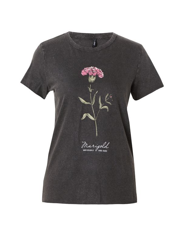 ONLY ONLY Majica  zelena / roza / pegasto črna / bela