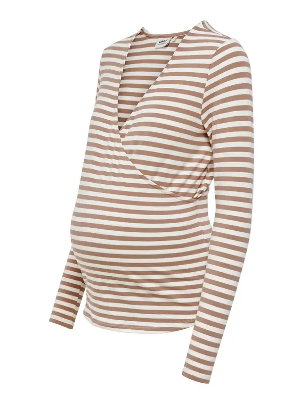 Only Maternity Only Maternity Majica 'OLMJoy'  rjava / bela