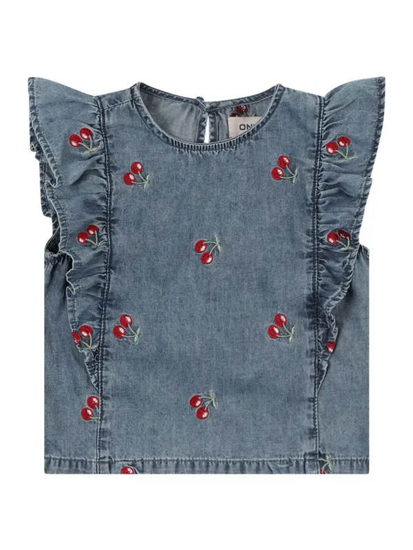 Only Mini Only Mini Bluza 'KMGDandy'  moder denim / svetlo zelena / češnjevo rdeča / bela