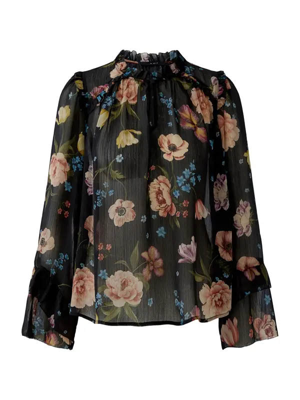 OUI OUI Bluza  azur / oliva / staro roza / črna
