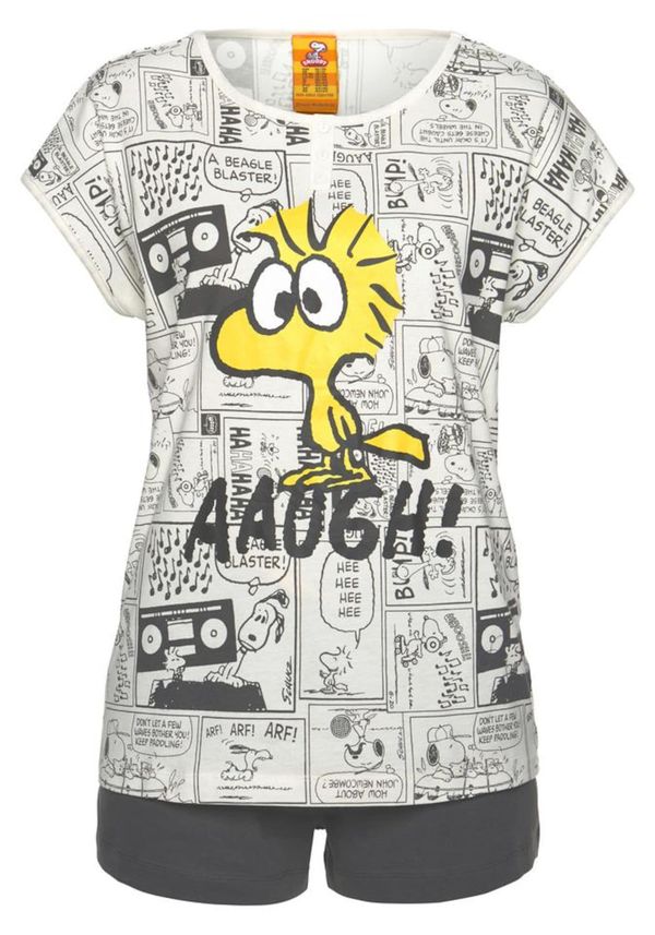 PEANUTS PEANUTS Kratke hlače za spanje  rumena / siva / bela