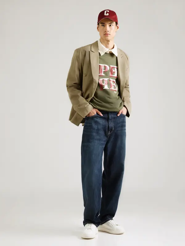 Pepe Jeans Pepe Jeans Majica  oliva / češnjevo rdeča / bela