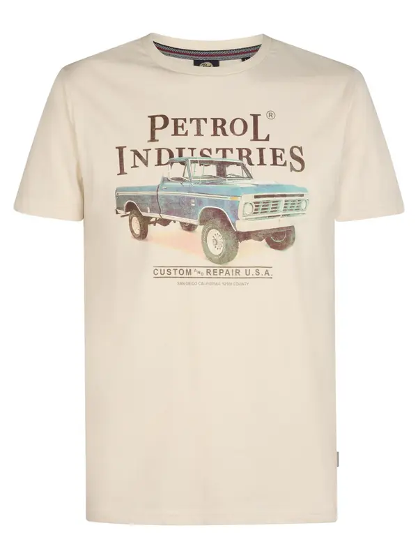 Petrol Industries Petrol Industries Majica  bež / modra / črna / off-bela