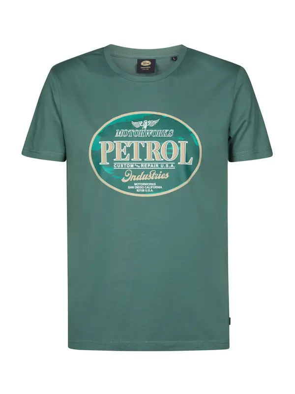 Petrol Industries Petrol Industries Majica  temno bež / turkizna / trst / bela