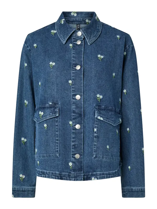 PIECES PIECES Bluza 'PCFlora'  moder denim / rumena / oliva / bela