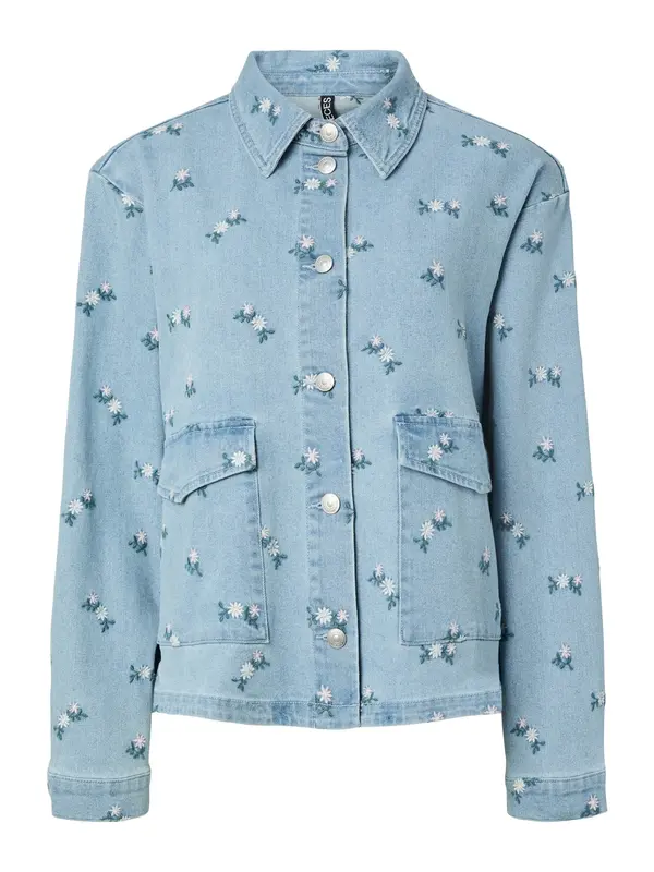 PIECES PIECES Bluza 'PCFlora'  modra / travnato zelena / bela