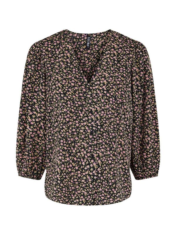 PIECES PIECES Bluza 'PCKRISSIE'  limona / svetlo roza / črna