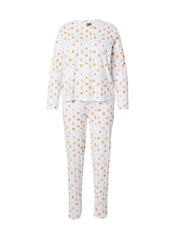 PIECES Curve PIECES Curve Pižama 'PCFREYA'  zelena / oranžna / rdeča / bela