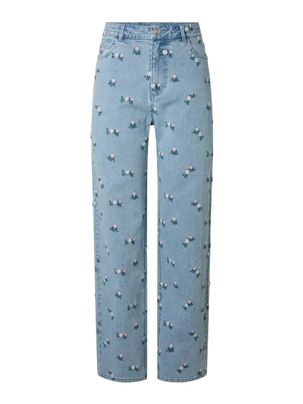 PIECES PIECES Kavbojke 'PCFlora'  moder denim / smaragd / roza / bela