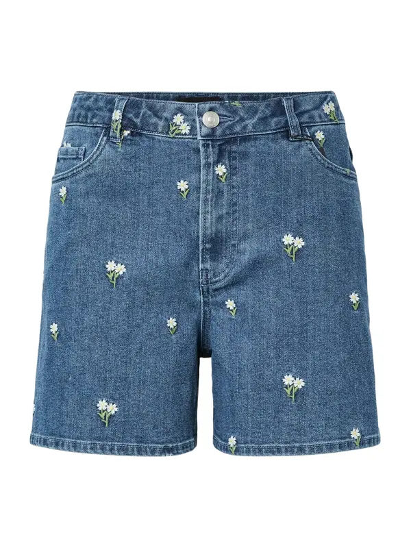 PIECES PIECES Kavbojke 'PCFLORA'  moder denim / zelena / bela