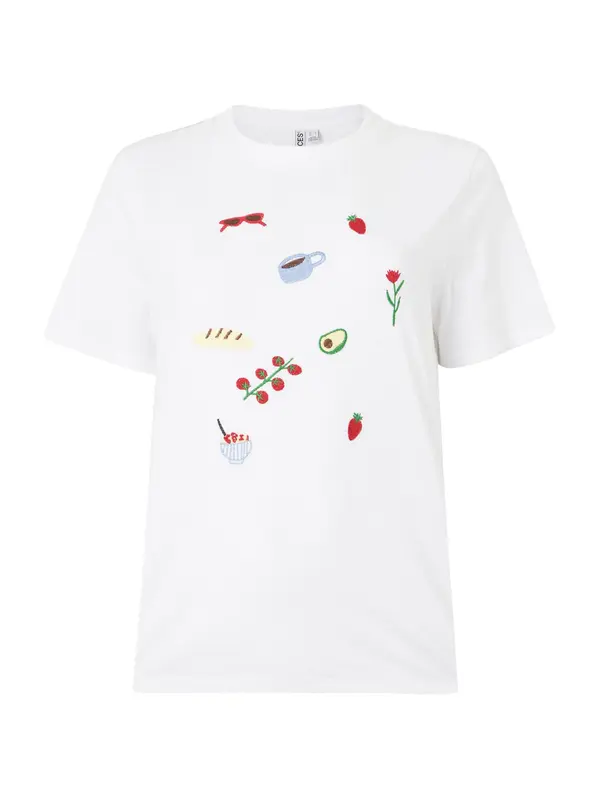 PIECES PIECES Majica 'PCGAK'  svetlo modra / travnato zelena / temno rdeča / bela