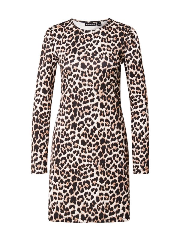 PIECES PIECES Obleka  ecru / brokat / črna