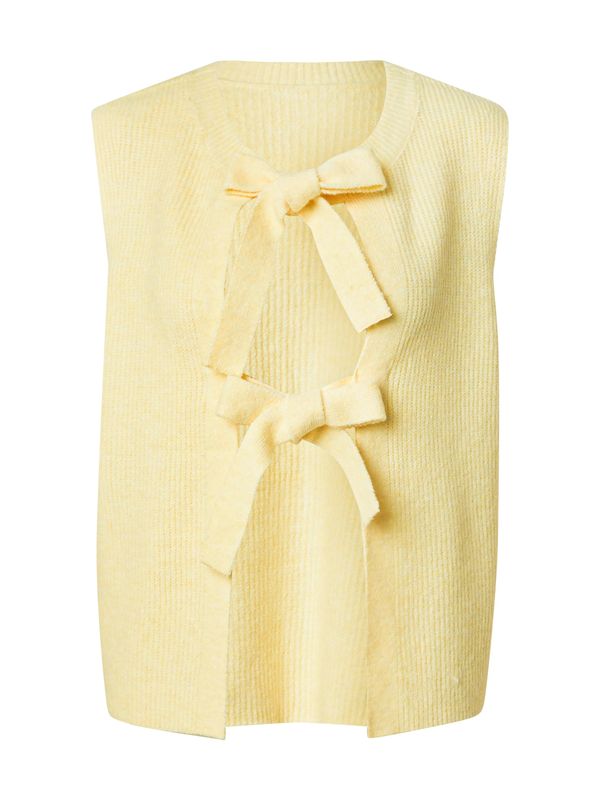 PIECES PIECES Pleten brezrokavnik  svetlo rumena