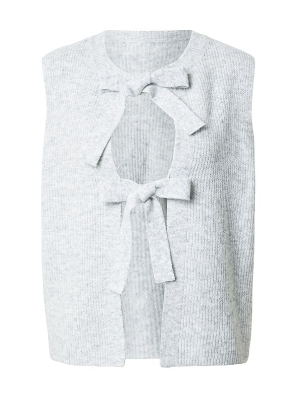 PIECES PIECES Pleten brezrokavnik  svetlo siva