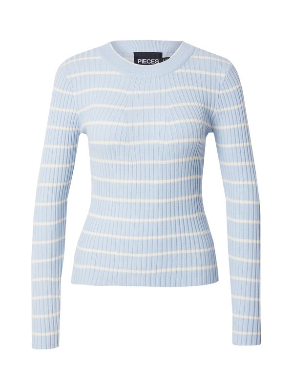 PIECES PIECES Pulover 'PCCRISTA'  svetlo modra / bela