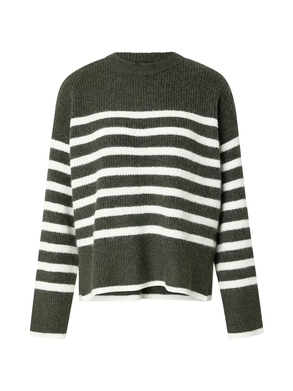 PIECES PIECES Pulover 'PCLINE'  temno zelena / bela