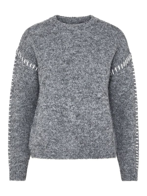 PIECES PIECES Pulover 'PCSilah'  rjava / bazaltno siva / meta / bela