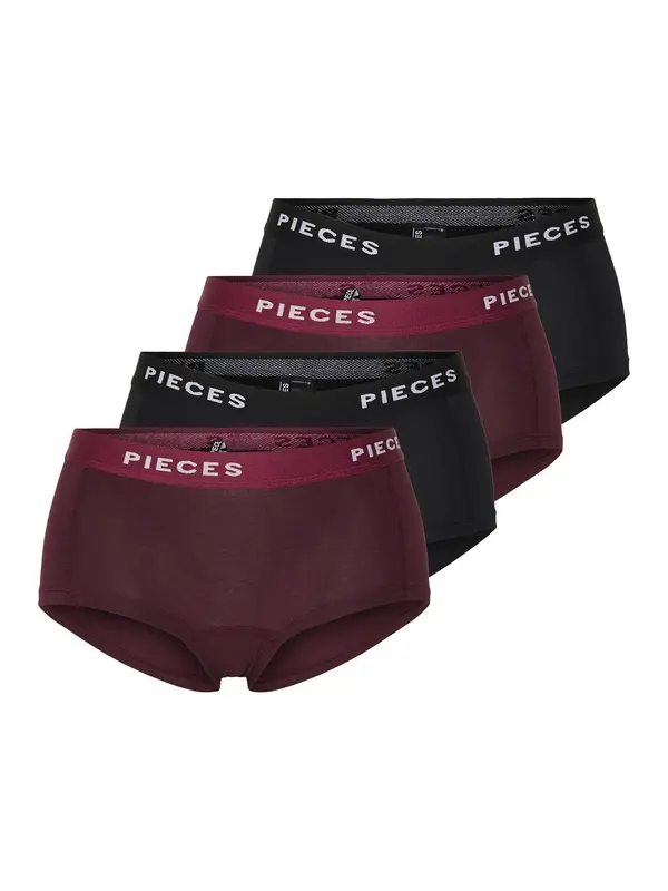 PIECES PIECES Spodnje hlače  jajčevec / črna / bela