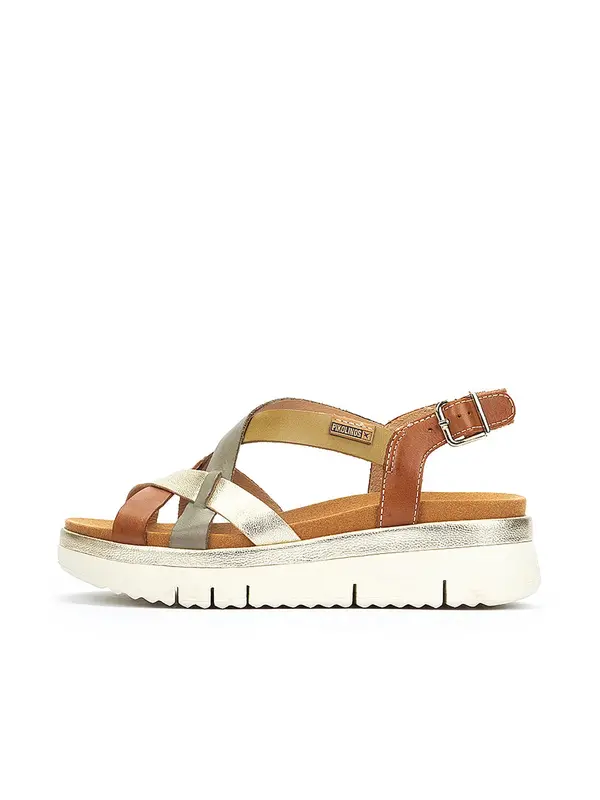 PIKOLINOS PIKOLINOS Sandali 'Palma'  konjak / siva / oliva / srebrna