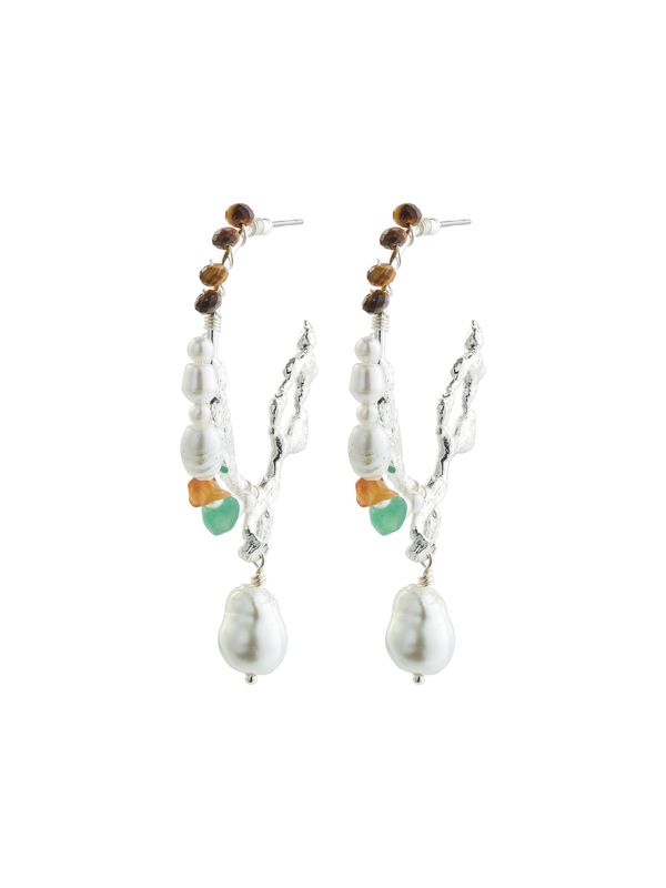 Pilgrim Pilgrim Uhani 'Force'  rjava / zelena / srebrna / bela