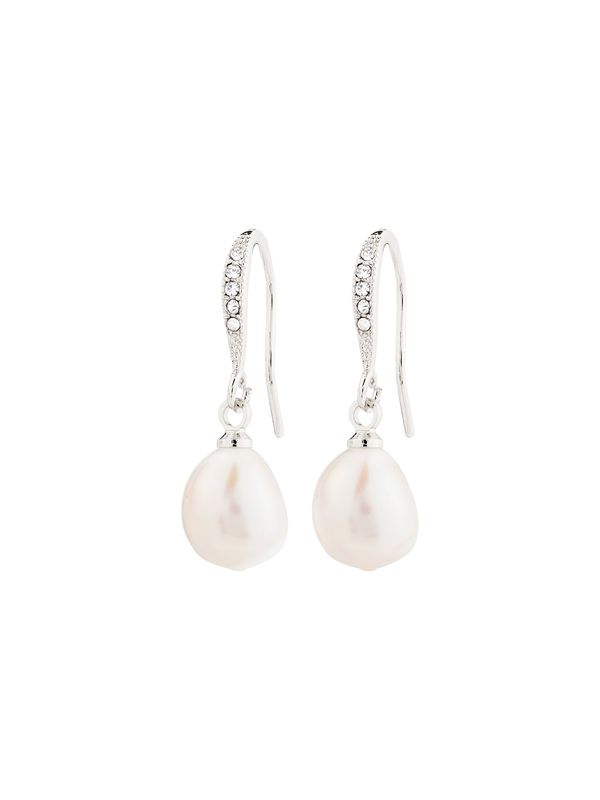 Pilgrim Pilgrim Uhani 'Jasmin'  srebrna / biserno bela