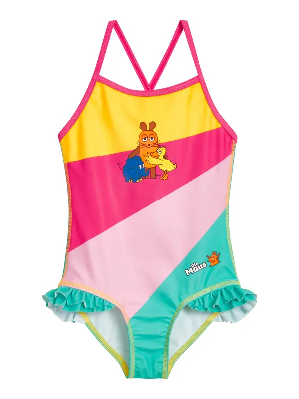 PLAYSHOES PLAYSHOES Enodelne kopalke 'Die Maus Freunde'  med / žad / roza / roza
