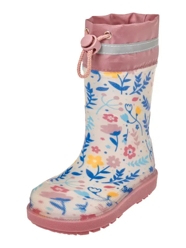PLAYSHOES PLAYSHOES Gumijasti škornji  ecru / modra / kari / staro roza