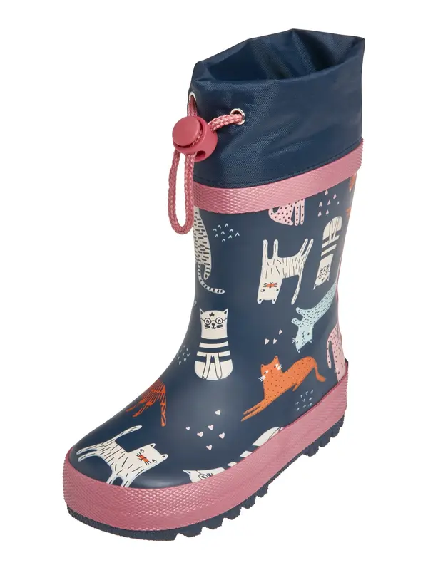 PLAYSHOES PLAYSHOES Gumijasti škornji 'Katzen'  marine / oranžna / eozin / off-bela