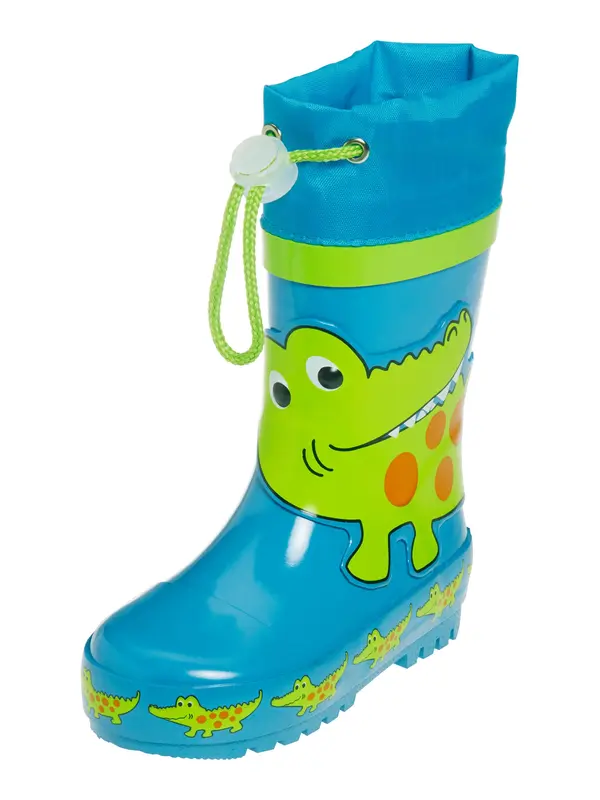 PLAYSHOES PLAYSHOES Gumijasti škornji 'Krokodil'  modra / svetlo zelena / temno oranžna