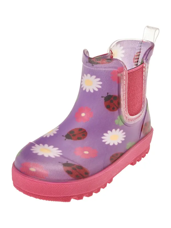 PLAYSHOES PLAYSHOES Gumijasti škornji 'Marienkäfer'  sivka / malina / temno rdeča / off-bela