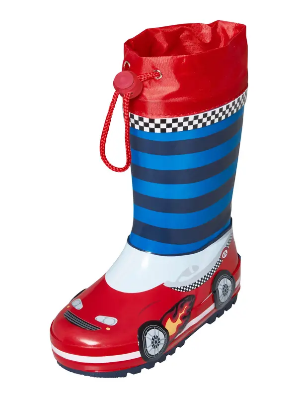 PLAYSHOES PLAYSHOES Gumijasti škornji 'Rennwagen'  modra / rdeča / bela
