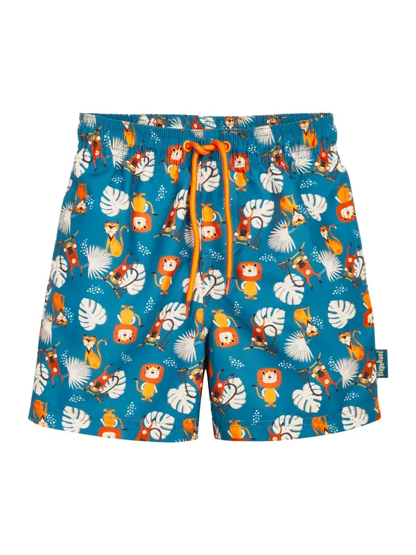PLAYSHOES PLAYSHOES Kratke kopalne hlače 'Dschungel'  ecru / petrol / oranžna