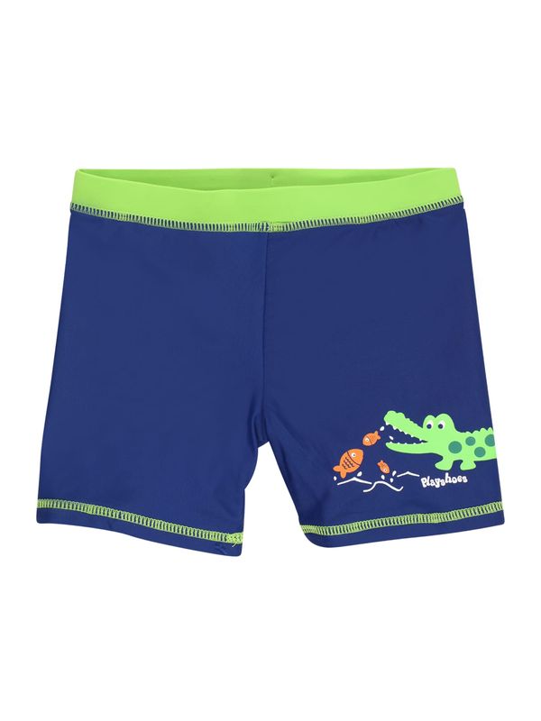 PLAYSHOES PLAYSHOES Kratke kopalne hlače 'Krokodil'  kraljevo modra / neonsko zelena / pastelno oranžna