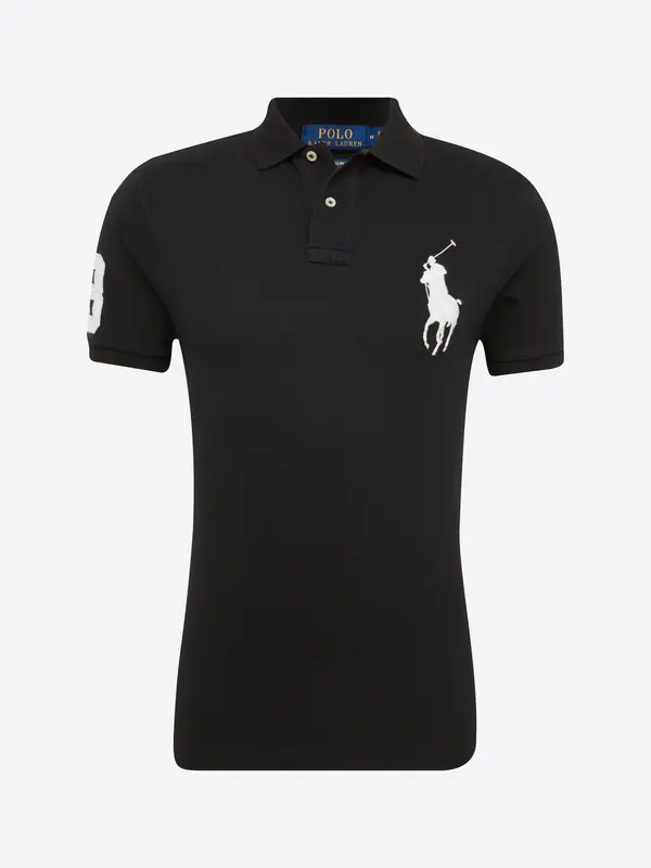 Polo Ralph Lauren Polo Ralph Lauren Majica 'SSKCBPPCMSL-SHORT SLEEVE-KNIT'  črna / bela