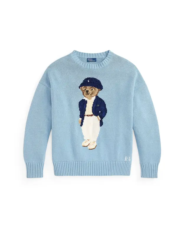 Polo Ralph Lauren Polo Ralph Lauren Pulover 'BEAR'  mornarska / svetlo modra / brokat / bela