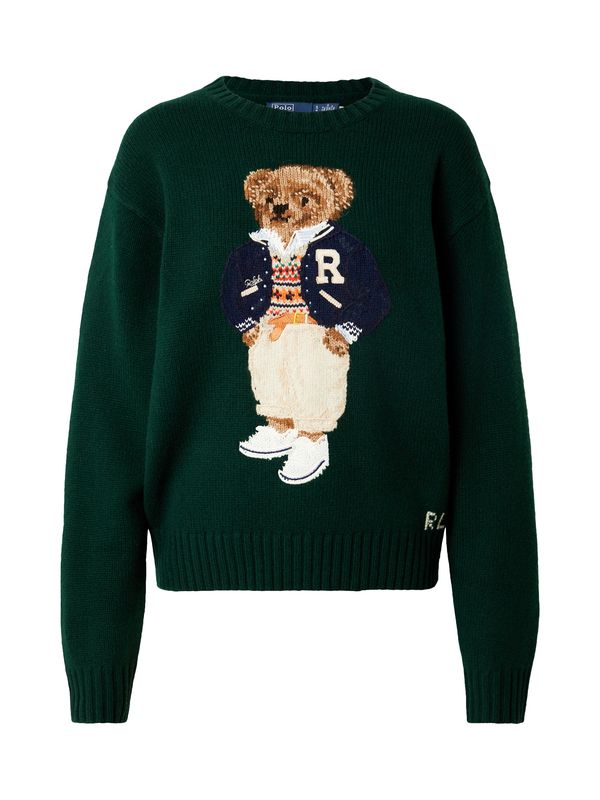 Polo Ralph Lauren Polo Ralph Lauren Pulover 'PREP BEAR'  bež / mornarska / temno zelena / bela